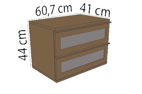 Doppelschubladenkasten mit Scheibe Begehbarer Kleiderschrank