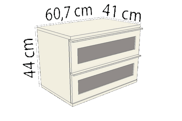 Doppelschubladenkasten mit Scheibe Begehbarer Kleiderschrank