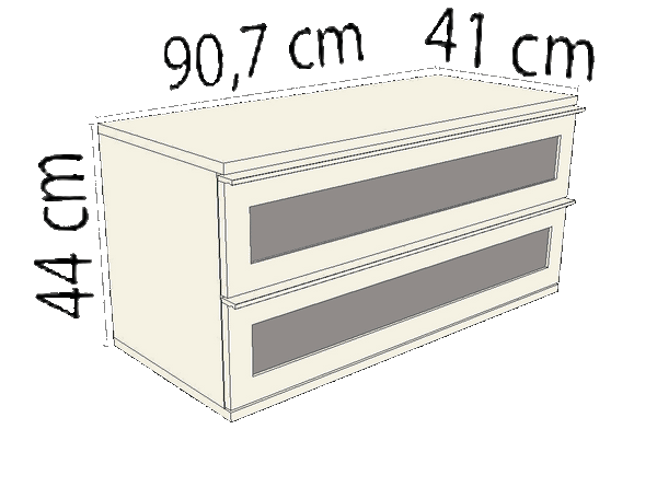 Doppelschubladenkasten mit Scheibe Begehbarer Kleiderschrank